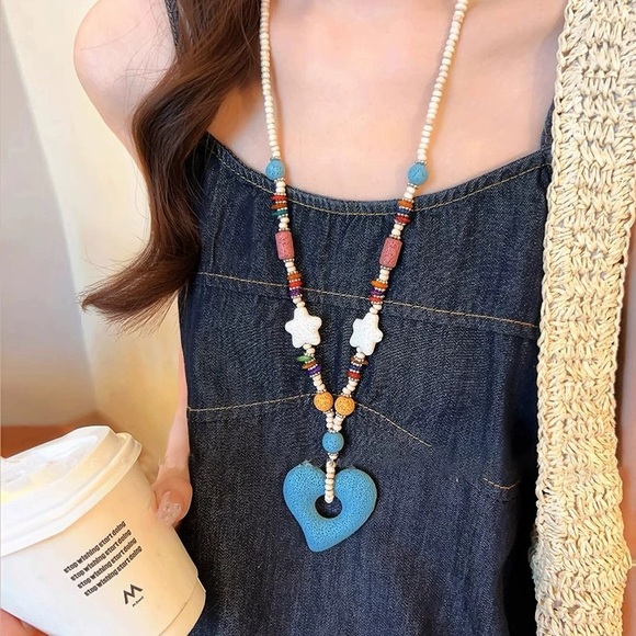 Jewelry - Colorful Beaded Heart Necklace